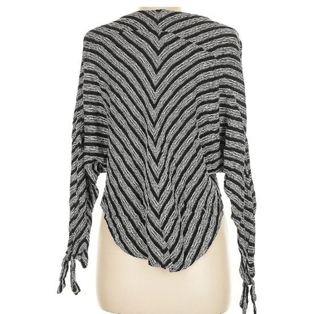 Free People Striped Long Sleeve Top V Neck Blouse Tie Hem Women's Boho Casual - Picture 2 of 7